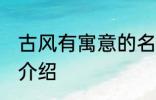 古风有寓意的名字 古风有寓意的名字介绍